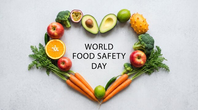 World Food Safety Day, fresh produce in heart shape