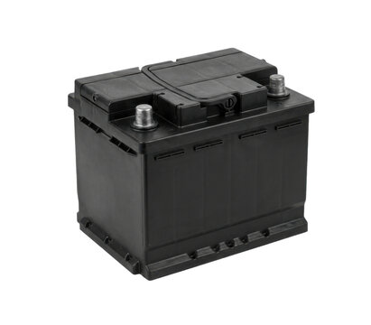Automotive car battery isolated on a white background for power and energy needs