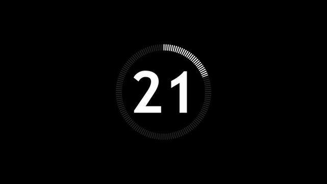 Animated countdown from 26 seconds on a transparent background Animated circle shaped stylish smooth tailed line indicator.