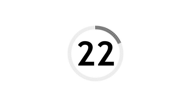 Animated countdown from 27 seconds on a transparent background Animated circle shaped stylish smooth tailed line indicator.