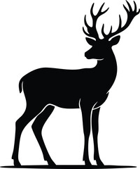 Fototapeta premium Black Deer Silhouettes Collection – Standing & Running Wildlife Vector Set