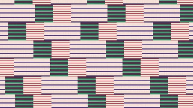 Seamless abstract pattern loop in maroon, green, purple - creative animated 4K motion background for video editing, social media and presentation