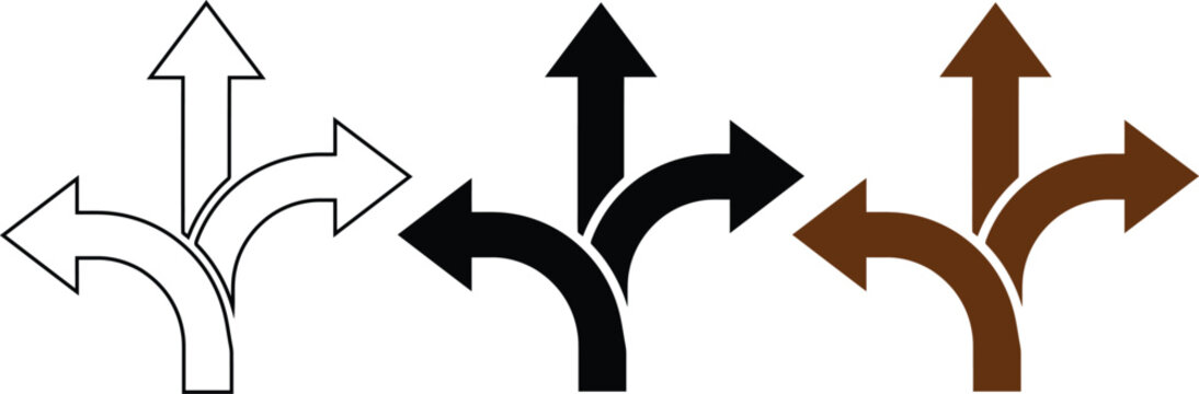 Minimalist directional arrows vector showing multiple path choices