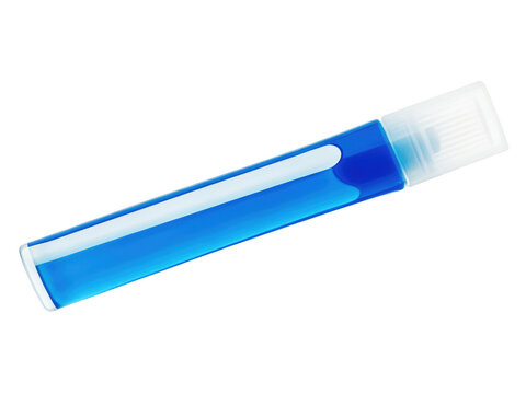 Blue liquid filled transparent plastic tube isolated on white background p n g a i generated transparent tube