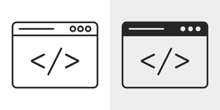Frontend Coding Icon represents web development, responsive interfaces, and modern programming with editable outline and fill vector illustrations.