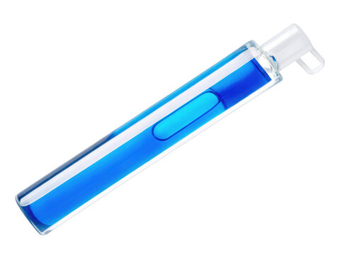 Transparent plastic tube with blue liquid isolated on white background p n g a i generated transparent tube