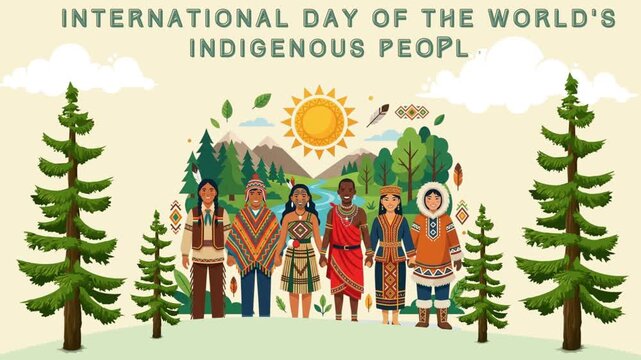 International Day of the World's Indigenous Peoples Vector Illustration