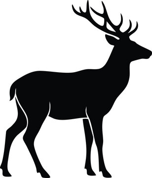 Black Deer Silhouettes Collection &ndash; Standing & Running Wildlife Vector Set