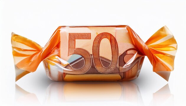 Fifty Euro Candy Isolated With Clipping Path