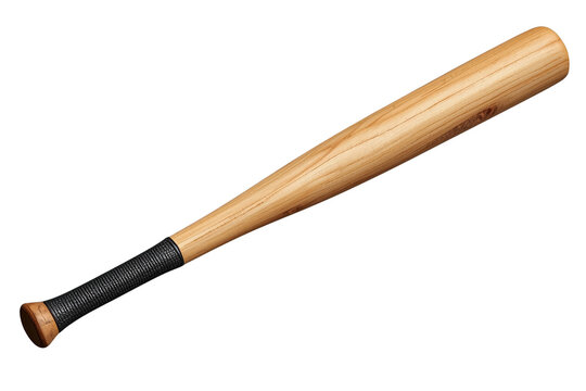 Light wood baseball bat with textured black handle