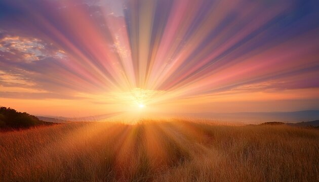 Soft Pink And Orange Hues Blend With Rays Of Golden Light In The Sky Rays Of Light Calm