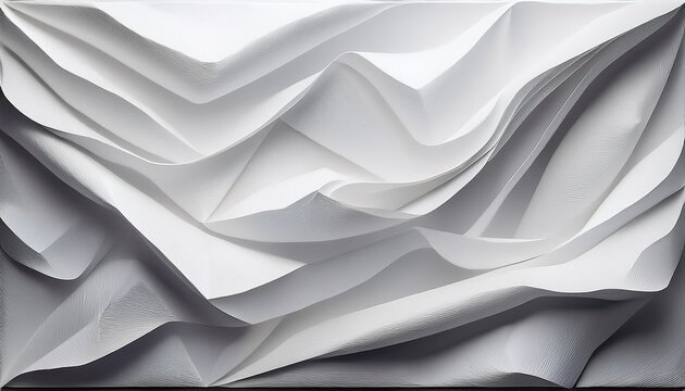 Crinkled White Paper Texture Background With Folds And Creases Abstract Design Element