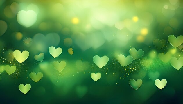 Abstract Background With Bokeh And Green Hearts