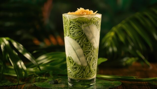 Cendol, also known as Dawet, is a traditional Indonesian dessert made with rice flour, coconut milk, and palm sugar, commonly enjoyed during Ramadan.