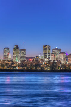Montreal, the city skyline viewed from the St Lawrence River.