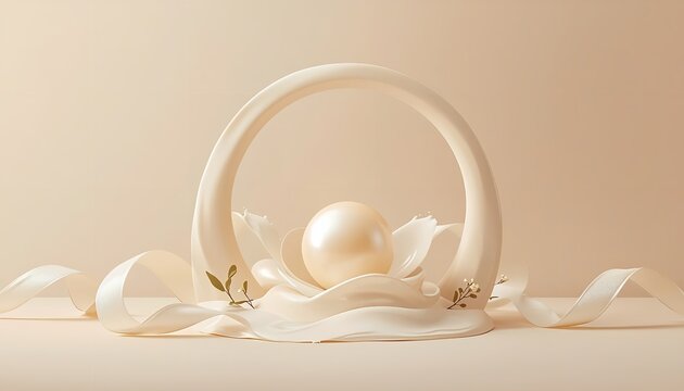 Abstract Composition with Pearl and Fluid Elements