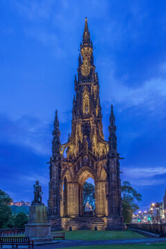 The Scott Monument at Dusk, This memorial to Sir Walter Scott was completed in 1846 and is the largest monument to an author in the world.