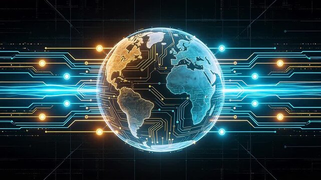 Globe with circuit board design