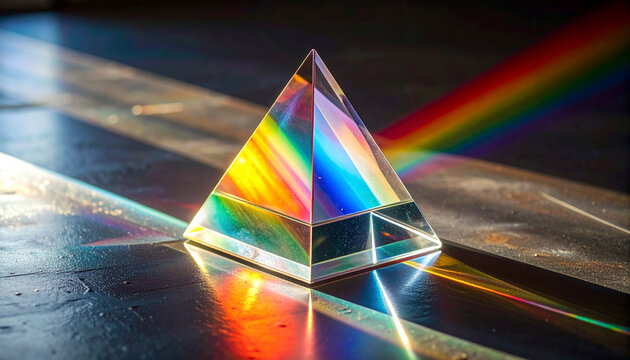 Glass Prism with Rainbow Reflection