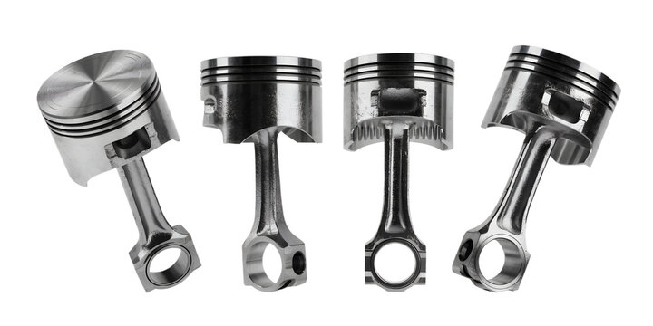 3D Engine Crankshaft and Piston Assembly Isolated on Transparent Background