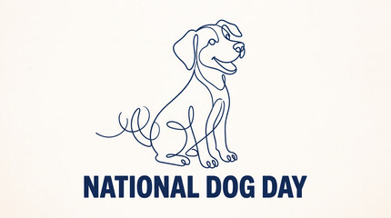 Fototapeta premium Minimalist Line Art Illustration Celebrating National Dog Day with Cute Pet Portrait and Heartwarming Canine Design