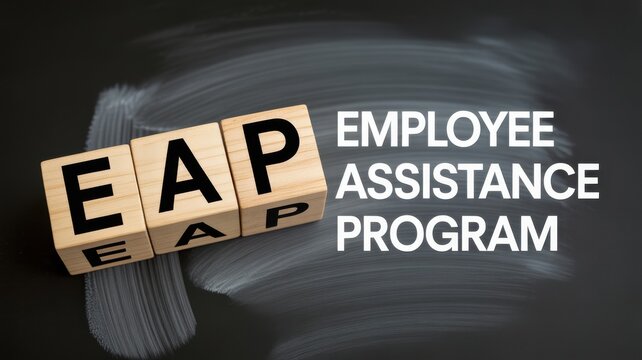 Employee Assistance Program EAP acronym on wooden blocks over a chalkboard background