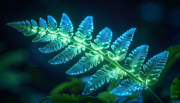 Glowing Fern Frond - A Luminous Display of Natures Beauty.