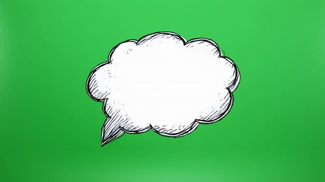 Animated speech bubble appearing and disappearing in a looping sequence against a green screen background