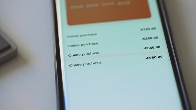 Smartphone screen showing unauthorized transactions and suspended bank account notification.