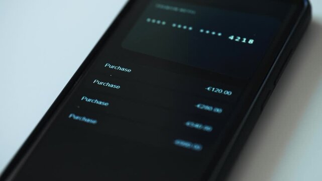 Smartphone screen showing unauthorized transactions and suspended bank account notification.