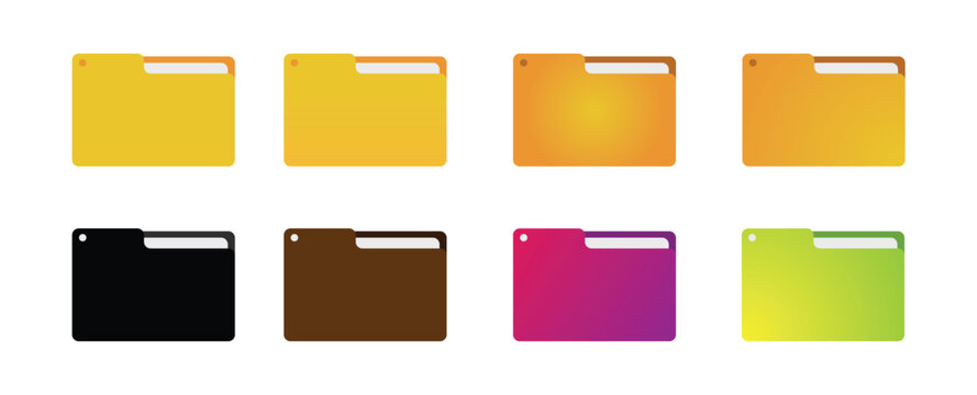 File and folders Icons light and dark theme and modern design set collection