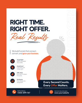 Digital Marketing Agency Business Flyer Template, Modern Corporate Promotional Poster Design for Marketing Services, Business Consulting, Social Media Advertising and Brand Growth