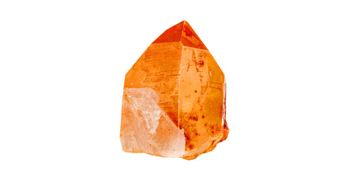 Lemurian Crystal mineral stone a white background close up