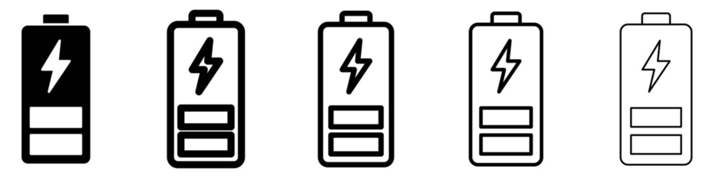 Battery solid glyph icon with lightning bolt for charging status