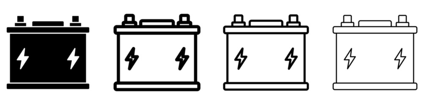 Automotive battery mixed style vector icon set