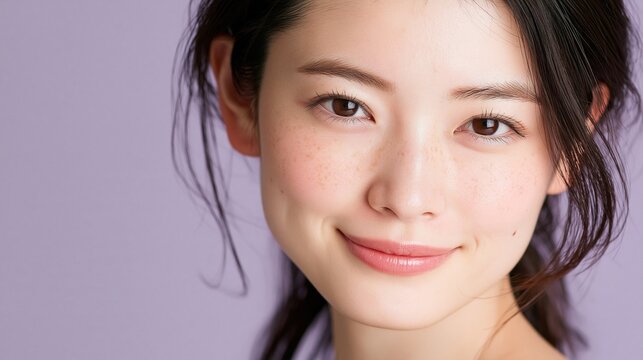 明るい表情でこちらを見つめる美しい日本人女性