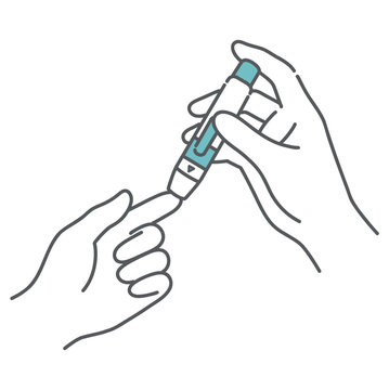 自己血糖測定（SMBG）の手順 穿刺（採血）のイラスト