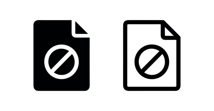 Prohibited File Icon with Block Symbol