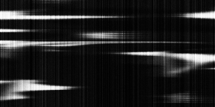 Black and white monochrome texture with intense fine horizontal line effect, resembling TV signal interference, glitch, static, motion effect or video distortion.	