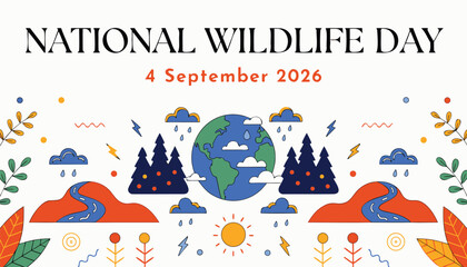 Naklejka premium National wildlife day 4 september 2026 poster design