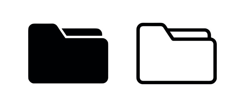 Simple folder icon set. File organization and storage symbol for documents and data management.