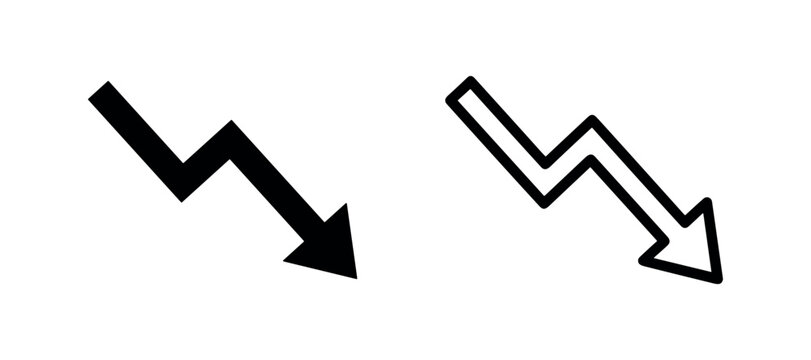 Downward trend arrow icon set showing decrease or loss
