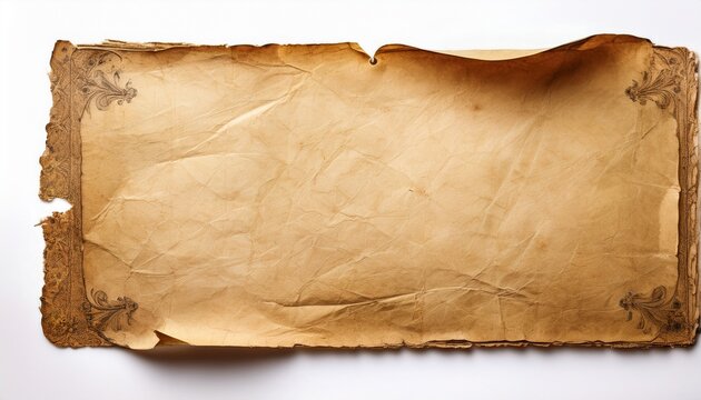 Old Paper Isolated On White Background Vintage Letter Papper On White