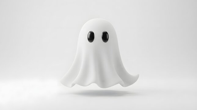 Minimalist 3d ghost character isolated on white background