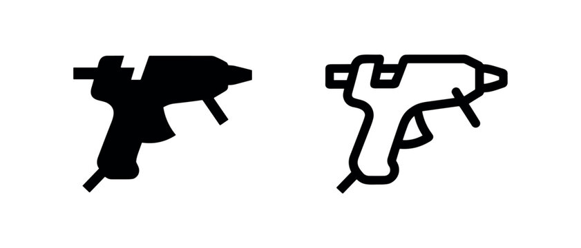 Hot glue gun icon set, diy and craft tool symbol