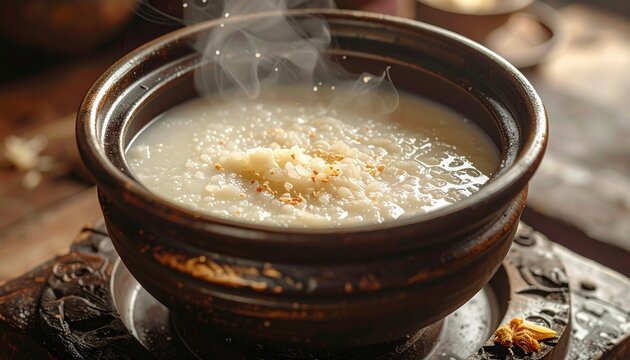 Steaming Bowl of Congee - A Comforting Asian Breakfast.