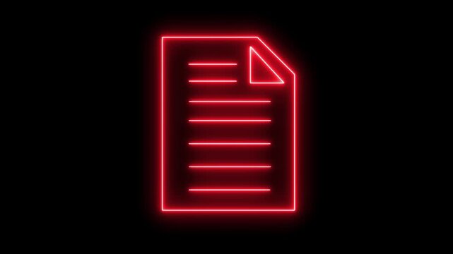 Neon line Document icon animated. digital file and data management concept, document stack icon, Represents digital records, online information, and technology. neon sign document check mark icon