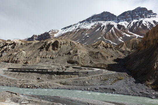 A road in Himalayas. Spiti Valley, Himachal Pradesh, India