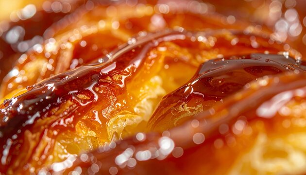 Close-up of a Delicious Caramelized Pastry with a Shiny Glaze.