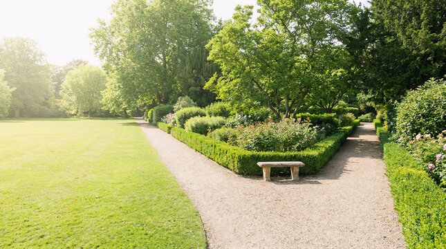 A serene garden path diverging into two directions as a conceptual metaphor for amicable divorce and choosing separate paths after a shared relationship